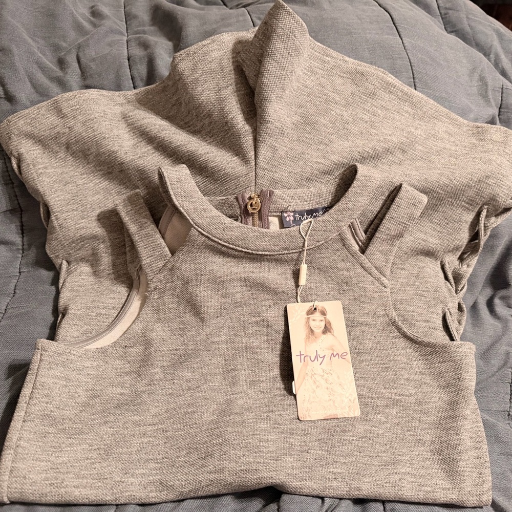 Truly Me Heather Gray Kids Terry Shorts Sleeveless Romper